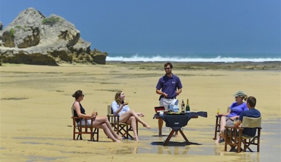 Guests enjoying a picnic on Kenton beach from River Lodge